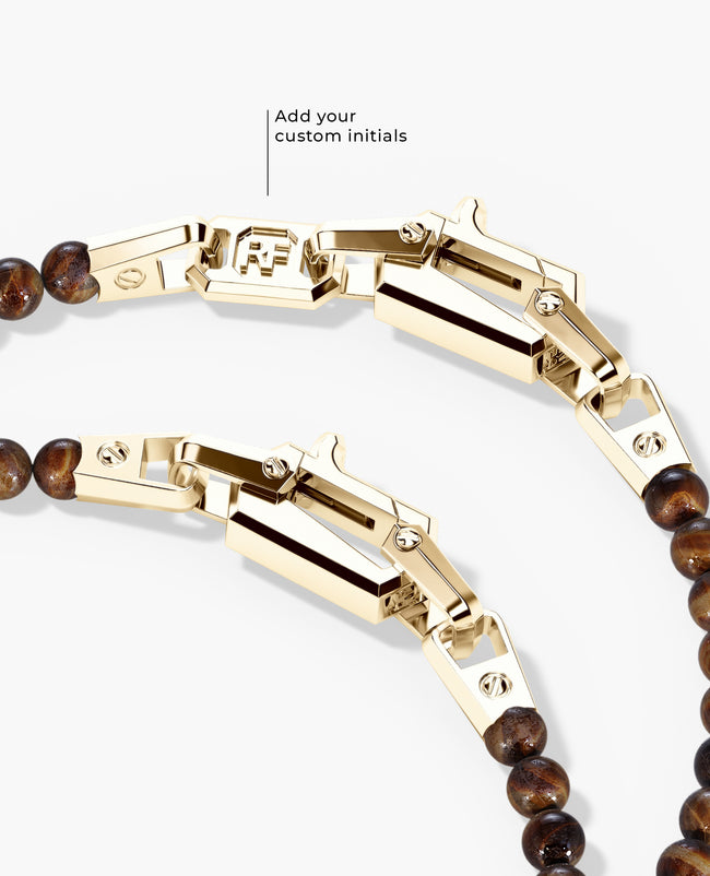 POWER BEADS Bracelet with Gold Lock & Tiger Eye