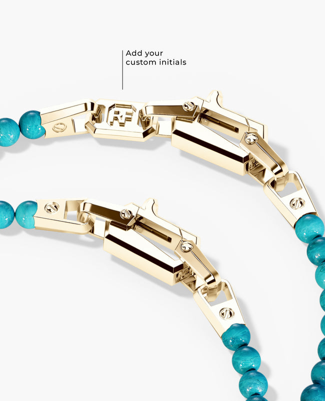 POWER BEADS Bracelet with Gold Lock & Turquoise