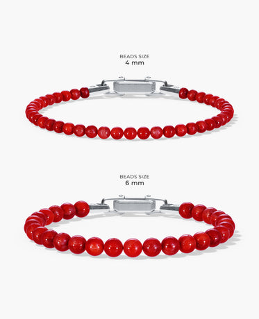 Ready to Ship - POWER BEADS Bracelet with Silver Lock & Red Coral