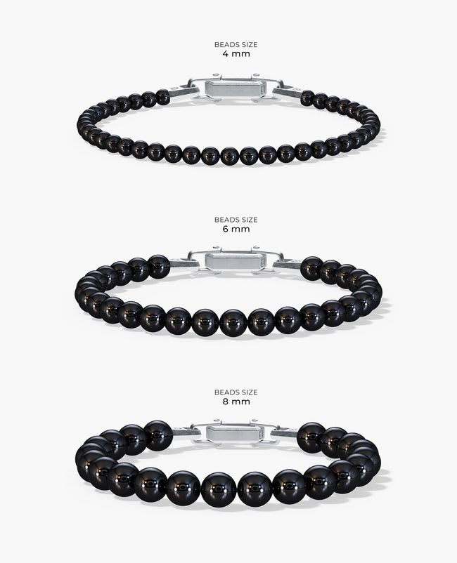 POWER BEADS Bracelet with Silver Lock & Polished Onyx