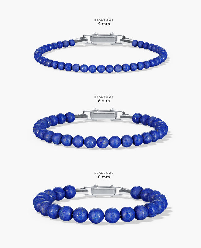 Ready to Ship - POWER BEADS Bracelet with Silver Lock & Lapis Lazuli