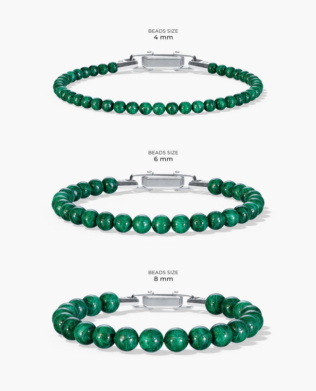 Ready to Ship - POWER BEADS Bracelet with Silver Lock & Malachite