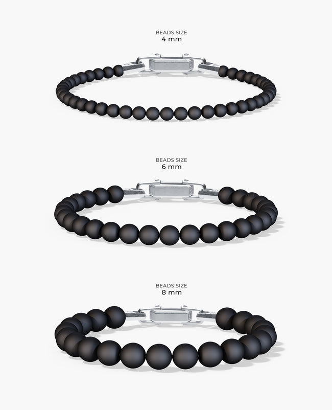 Ready to Ship - POWER BEADS Bracelet with Silver Lock & Matt Onyx