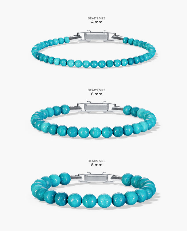 Ready to Ship - POWER BEADS Bracelet with Silver Lock & Turquoise