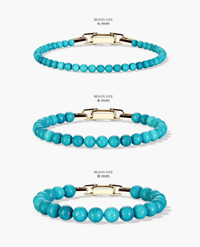 Ready to Ship - POWER BEADS Bracelet with Gold Lock & Turquoise