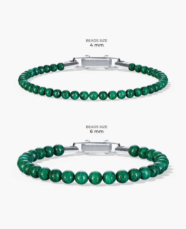 POWER BEADS Bracelet with Silver Lock & Malachite
