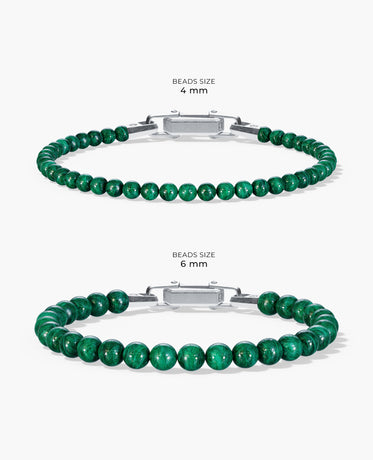 Ready to Ship - POWER BEADS Bracelet with Silver Lock & Malachite