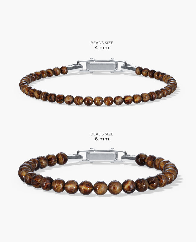 POWER BEADS Bracelet with Silver Lock & Tiger Eye