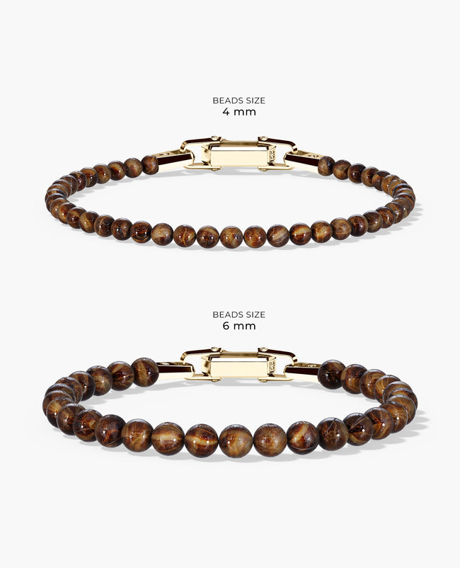 POWER BEADS Bracelet with Gold Lock & Tiger Eye