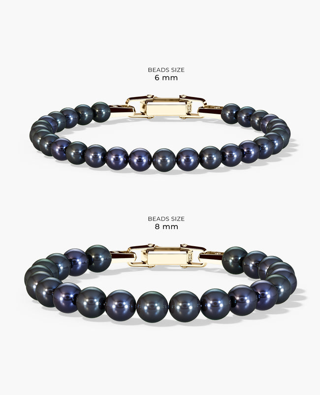 Ready to Ship - POWER BEADS Bracelet with Gold Lock & Black Pearl
