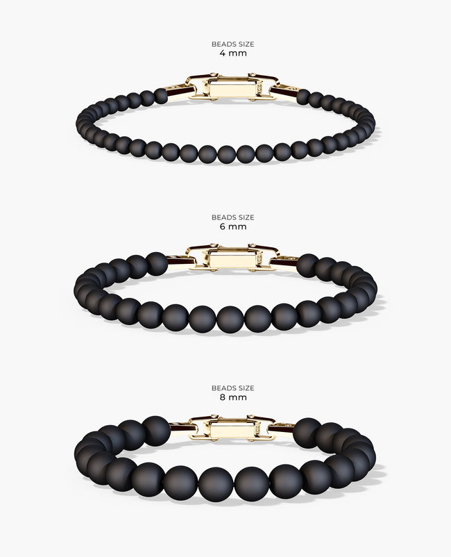 Ready to Ship - POWER BEADS Bracelet with Gold Lock & Matt Onyx