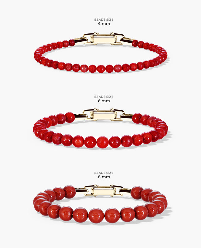 Ready to Ship - POWER BEADS Bracelet with Gold Lock & Red Coral
