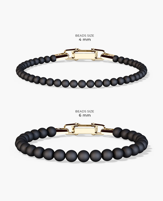 POWER BEADS Bracelet with Gold Lock & Matt Onyx