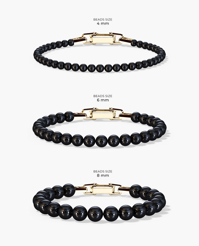 POWER BEADS Bracelet with Gold Lock & Polished Onyx