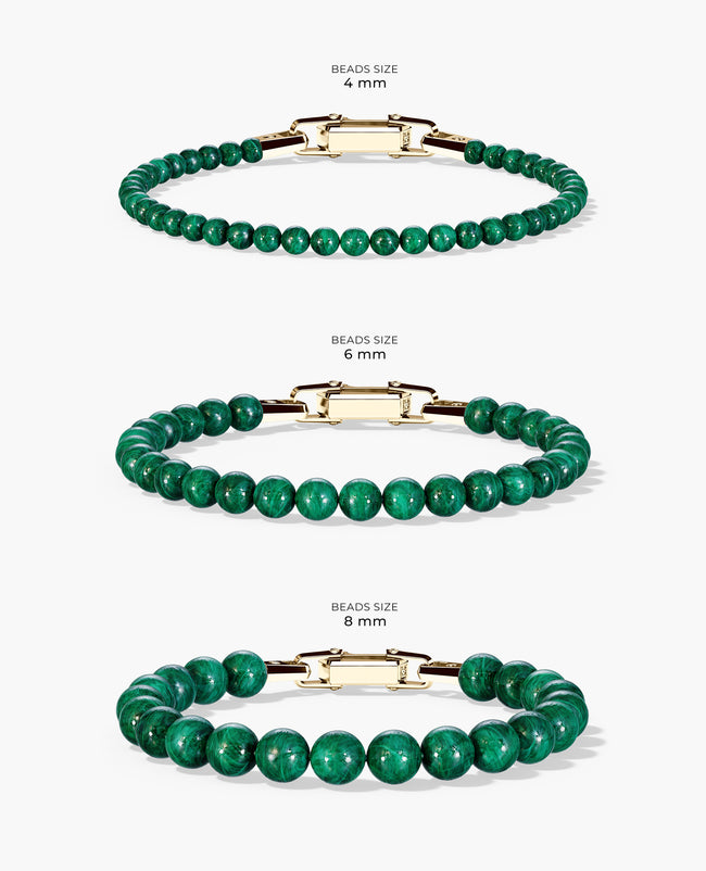 POWER BEADS Bracelet with Gold Lock & Malachite