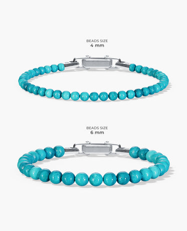 Ready to Ship - POWER BEADS Bracelet with Silver Lock & Turquoise