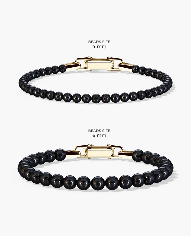 POWER BEADS Bracelet with Gold Lock & Polished Onyx