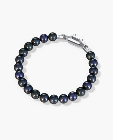 Ready to Ship - POWER BEADS Bracelet with Silver Lock & Black Pearl