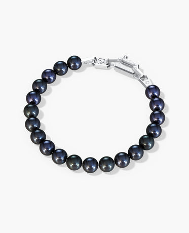 POWER BEADS Bracelet with Silver Lock & Black Pearl