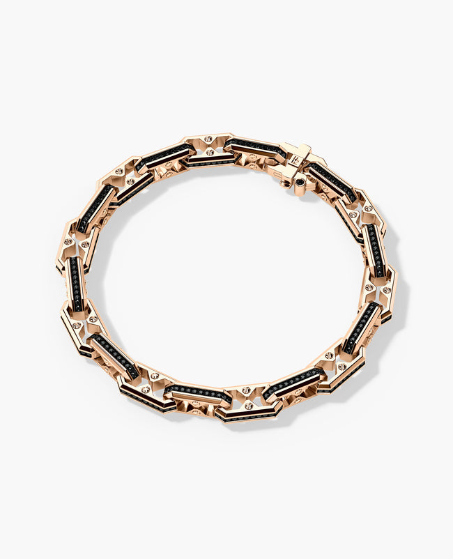 ARTURO Gold Link Bracelet with Black Diamonds
