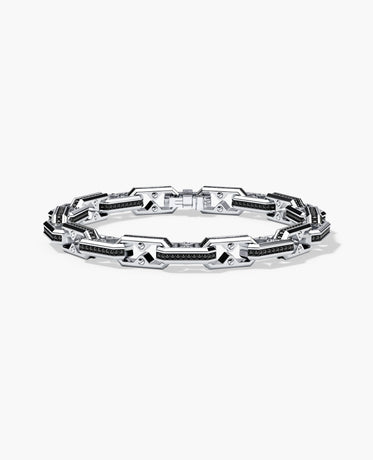 ARTURO Gold Link Bracelet with Black Diamonds - 6mm