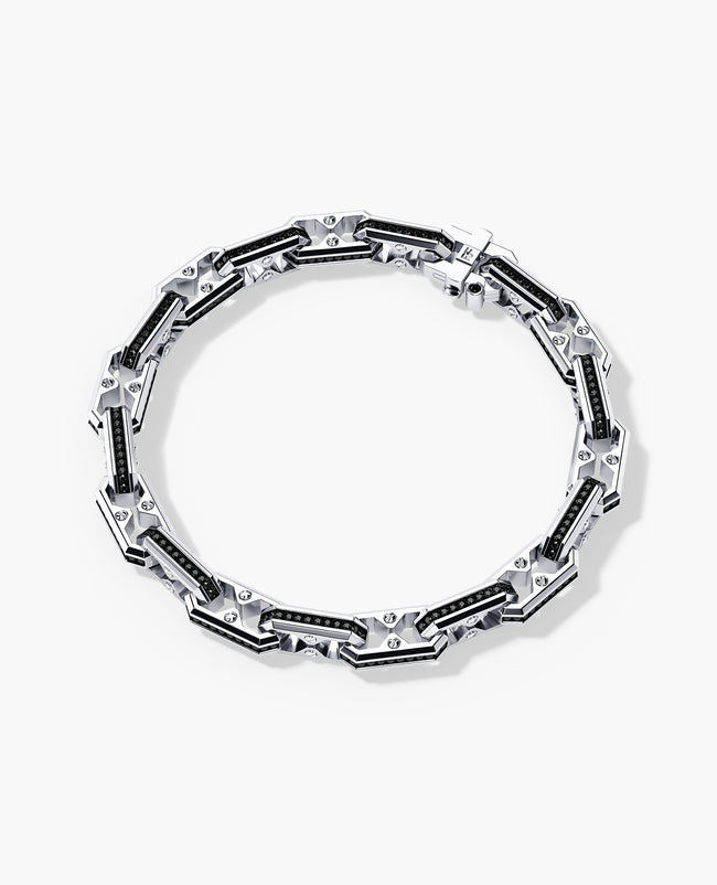 ARTURO Gold Link Bracelet with Black Diamonds