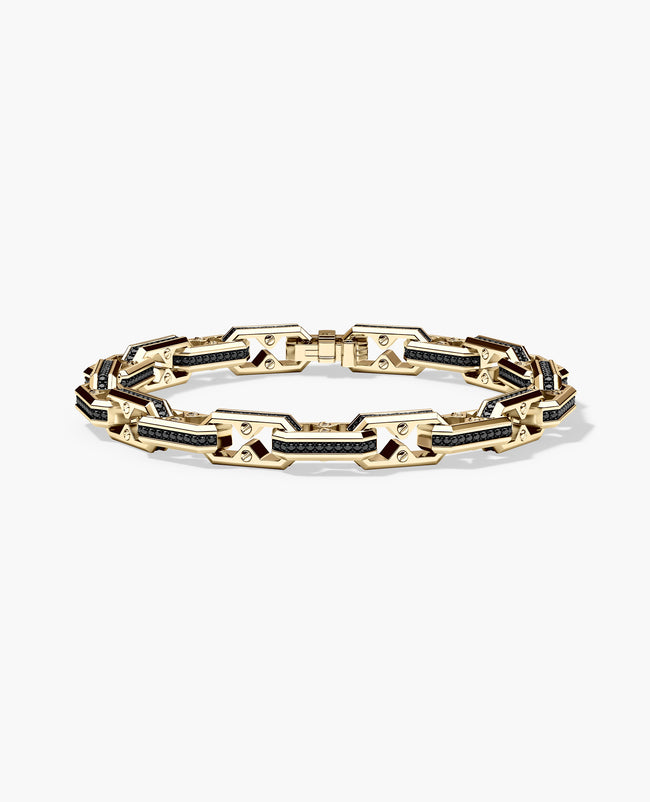 ARTURO Gold Link Bracelet with Black Diamonds