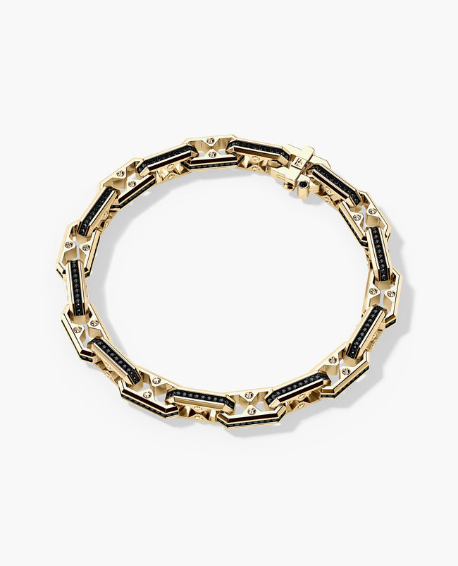ARTURO Gold Link Bracelet with Black Diamonds
