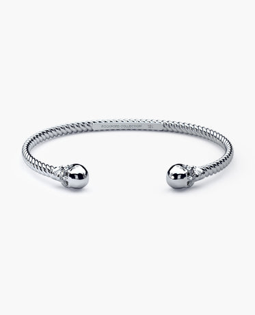 SKULL Gold Cuff Bracelet with Black Diamonds - 4mm