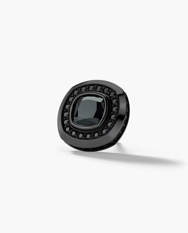 HALO EverBlak Gold Cushion Cut Single Stud Earring with 1.35ct Black Diamonds