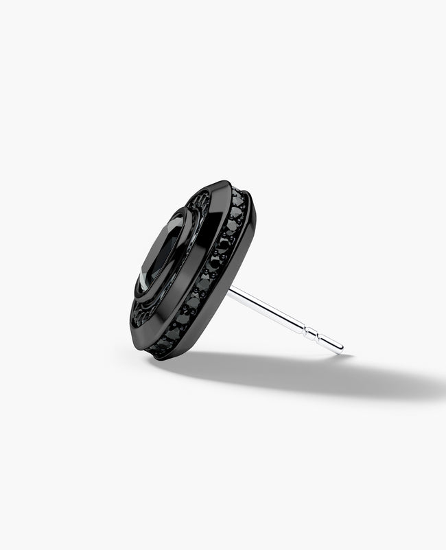 HALO EverBlak Gold Cushion Cut Single Stud Earring with 1.35ct Black Diamonds