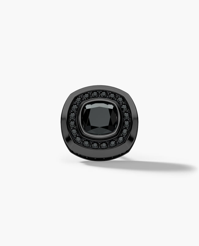 HALO EverBlak Gold Cushion Cut Single Stud Earring with 1.35ct Black Diamonds