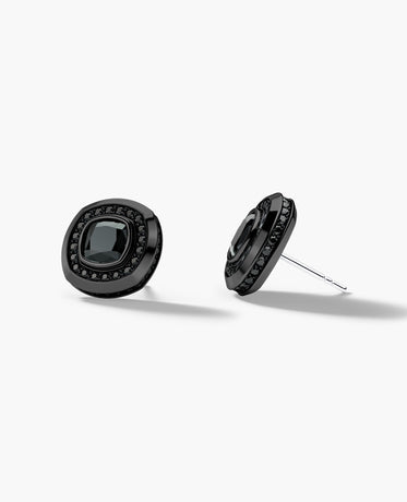 HALO EverBlak Gold Cushion Cut Single Stud Earring with 0.50ct - 1.35ct Black Diamonds