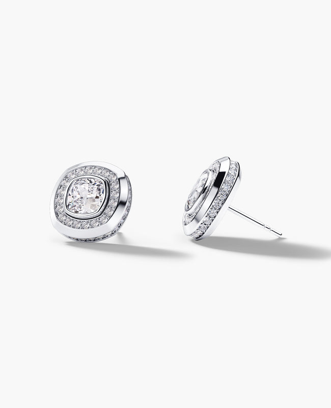 HALO Gold Cushion Cut Single Stud Earring with 0.50ct - 1.35ct Diamonds