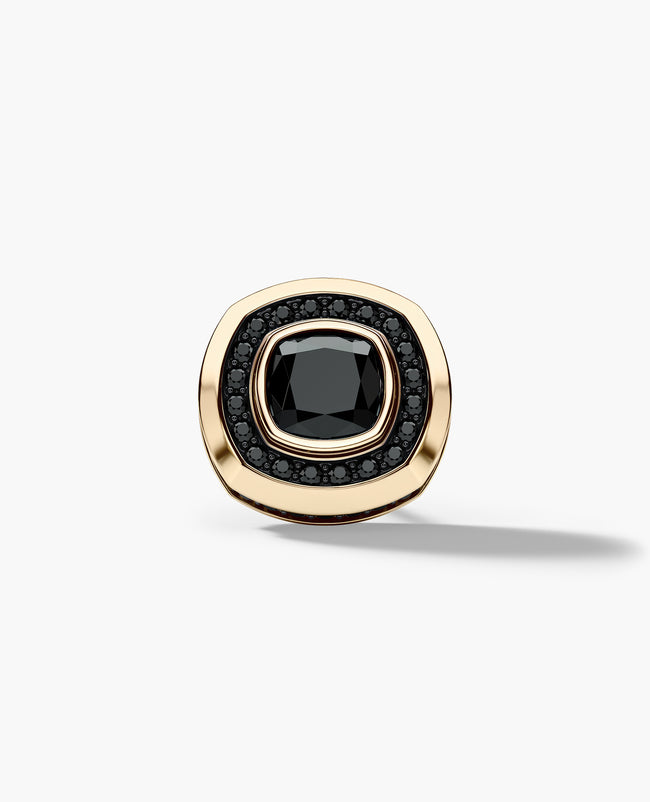 HALO Gold Cushion Cut Single Stud Earring with 0.50ct - 1.35ct Black Diamonds