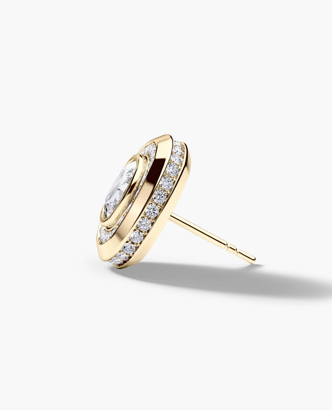Ready to Ship - HALO Gold Cushion Cut Single Stud Earring with 0.80ct Diamonds