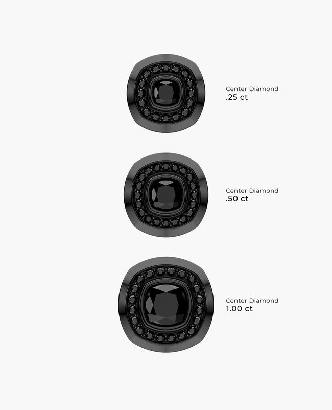 HALO EverBlak Gold Cushion Cut Single Stud Earring with 1.35ct Black Diamonds