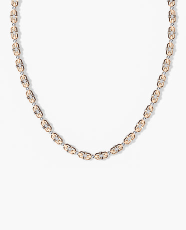 MOSS Two-Tone Gold Link Necklace with Diamonds - 9mm