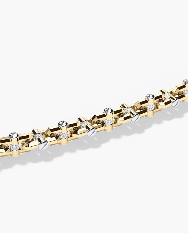 MOSS Two-Tone Gold Link Necklace with Diamonds - 9mm