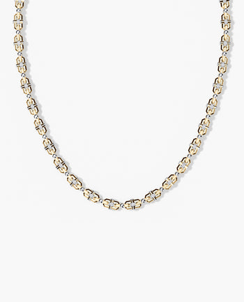 Sample - MOSS Two-Tone Gold Link Necklace with Diamonds - 9mm