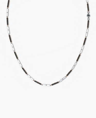 BAR CHAIN Two-Tone Necklace with Black Diamonds - 2.5mm