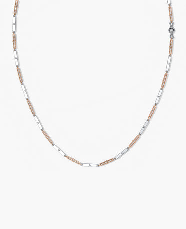 BAR CHAIN Two-Tone Necklace with Diamonds - 2.5mm