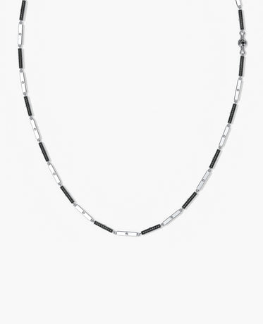 BAR CHAIN Necklace Gold with Black Diamonds - 2.5 mm