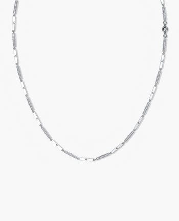 Sample - BAR CHAIN Gold Necklace with Diamonds - 2.5mm