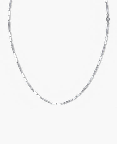 BAR CHAIN Gold Necklace with Diamonds - 2.5mm