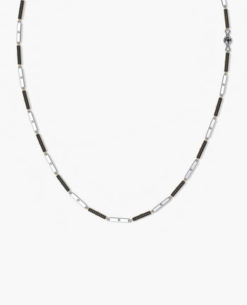 Sample - BAR CHAIN Two-Tone Necklace with Black Diamonds - 2.5mm