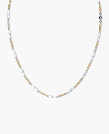 Sample - BAR CHAIN Two-Tone Necklace with Diamonds - 2.5mm