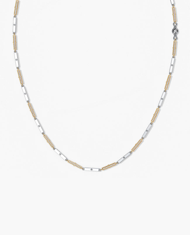 BAR CHAIN Two-Tone Necklace with Diamonds