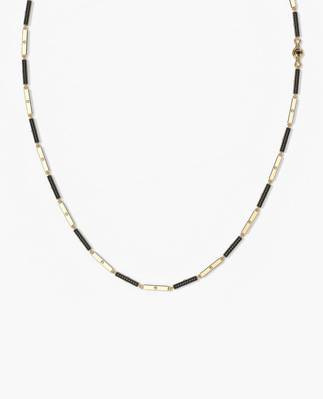 BAR CHAIN Necklace with Black Diamonds