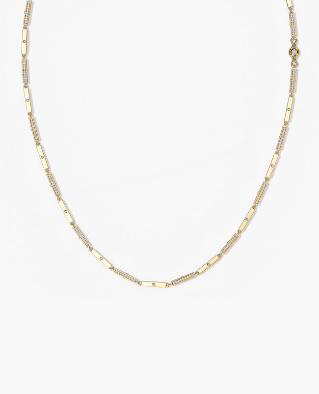 BAR CHAIN Necklace with Diamonds